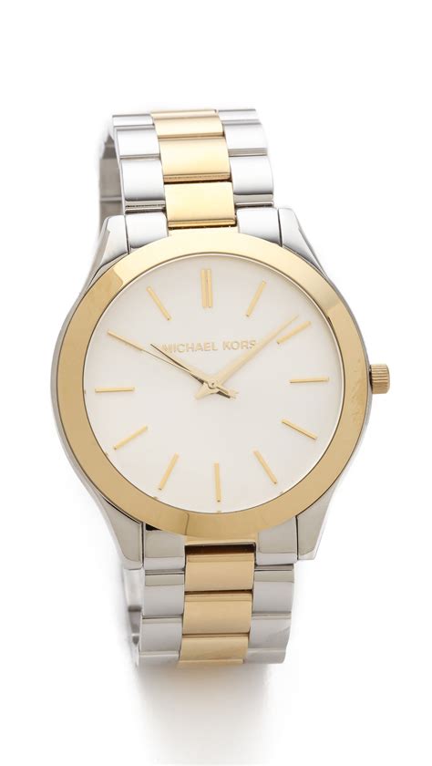 michael kors slim silver case runway bracelet watch 42mm|Michael Kors silver runway watch.